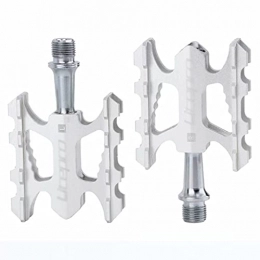 FSJD Mountain Bike Pedal FSJD Mountain Bike Pedals Lightweight Aluminum Bearing Bicycle Pedals Road Bike Pedals, White, 6.2cm×11.15cm×2.2cm
