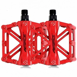 FSJD Mountain Bike Pedal FSJD Universal Bicycle Cycling Pedals Sealed Anti-Slip Durable, For Mountain Bike Road Bike Trekking Bike, Red, 9.6cm×9.1cm×1.4cm
