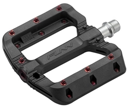 Funn Mountain Bike Pedal Funn Black Magic Plastic Flat Mountain Bike Pedal Set - Lightweight Wide Platform Bicycle Pedals for Stability, 9 / 16-inch CrMo Axle Bike Pedals for MTB / BMX / Urban / Gravel Riding (Red Pins)