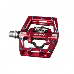 Funn Spares Funn Mamba S Mountain Bike Clipless Pedal Set - Single Side Clip Compact Platform MTB Pedals, SPD Compatible, 9 / 16-inch CrMo Axle (Red)