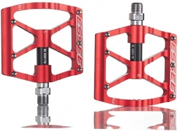 FUREEY Mountain Blike Pedals,Ultra Strong Aluminum Alloy 6061 Flat Pedals, 9/16 Cycling Sealed Bearing Pedals for Road BMX MTB Fixie Bikes Flat Bike (Red)