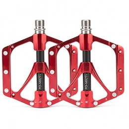 FYLY Spares FYLY-Mountain Bike Pedals, Aluminium Alloy Bicycle Pedals, Bike Pedal Set with 3 Palin Bearing for MTB, Red