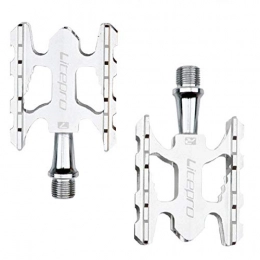 FYLY Spares FYLY-Mountain Bike Pedals, CNC Machined Aluminum Alloy Cycling Platform Pedals, 9 / 16" Sealed Bearing Pedals, for MTB BMX Road Bikes, Silver