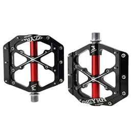 G.Z Spares G.Z Bicycle Pedal, Aluminum Alloy 3 Bearing Pedal, 9 / 16 Inch Spindle Mountain Bike Pedal, Suitable for Road, Road Bike, Mountain Bike, Bicycle, Black red, B