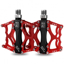 GAOword Spares GAOword Mountain Bike Pedals, New Aluminum Antiskid Ultralight Durable Bicycle Cycling Pedals Ultra Strong Colorful CNC 2 Sealed Bearings for BMX MTB Road Bicycle, Red