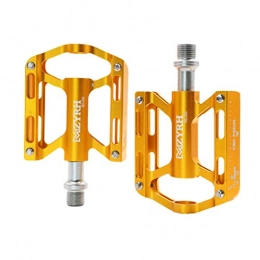 Garneck 1 Pair Aluminum Alloy Bicycle Pedals Cycling 3 Bearing Pedals for Mountain Bike Road Bike Parts Accessories (Golden)