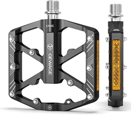 GEWAGE Spares GEWAGE Bike Pedals With Reflective Strips , 3 Sealed Bearings Non-Slip CNC Aluminum Bicycle Platform 9 / 16" Pedals For Road Bike MTB E-Bike. (Black)