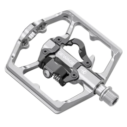 GEWAGE Mountain Bike Pedal GEWAGE Mountain Bike Pedals- Dual Function Bicycle Flat Pedals and SPD Pedals- 9 / 16" Platform Pedals Compatible with SPD for Road Mountain BMX Bike