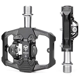 GEWAGE Spares GEWAGE MTB Mountain Bike Pedals - Dual Sided Flat and SPD Pedal - 3 Sealed Bearing Platform MTB Pedals SPD Compatible, Bicycle Pedals for BMX Spin Exercise Peloton Trekking Bike (Black), M (GE-162)