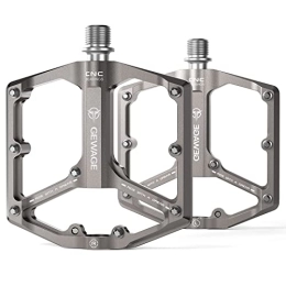 GEWAGE Spares GEWAGE Road / Mountain Bike Pedals - 3 Bearings Bicycle Pedals - 9 / 16” CNC Machined Flat Pedals with Removable Anti-Skid Nails (Sliver)