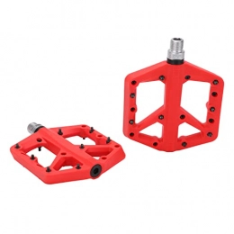 Gind Spares Gind Mountain Bike Pedal, Wear Resistant Anti Slip Bike Pedals Flat Nylon Fiber for City Bikes for Folding Bikes for Road Bikes(red)