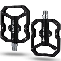 GLAMVILLA Spares Glamvilla Mountain Bike Pedals - Wide MTB Pedals Aluminum Bicycle Pedals 9 / 16" Sealed Bearing Lightweight Flat Bike Pedal for Road BMX Bike (Black, Pro)