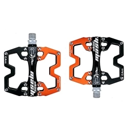 GLYIG Mountain Bike Pedals MTB Pedals Aluminum Bicycle Flat Platform Pedals Lightweight Non-Slip Sealed Bearing for Road Mountain BMX MTB Bike, Wide Platform Bicycle Pedal (Color : Black orange)