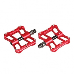 Goodvk Mountain Bike Pedal Goodvk Bike Pedals Bicycle Pedals Aluminium Alloy Mountain Bike Pedals Bearings Platform Pedals Easy to Operate (Color : Red, Size : 9.65x7.8cm)