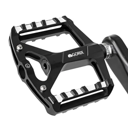 GORIX Mountain Bike Pedal GORIX Bike Flat Pedals Wide CNC 3 Bbearings Carbon Fiber Center Tube Lightweight with Non-Slip Pin Spike Road Mountain MTB Bicycle (GX-FY327)