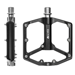 GORIX Mountain Bike Pedal GORIX Bike Flat Pedals Wide CNC 3 Bbearings Lightweight with Non-Slip Pin Spike Road Mountain MTB Bicycle (GX-FY324)