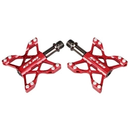 GRTE Mountain Bike Pedal GRTE Bicycle Cycling Bike Pedals, Butterfly Type Lightweight Aluminium Anti-Slip Pedals 9 / 16" Chromoly Steel Axle Triple Bearing Construction for Mountain Folding Bicycles Road Bikes, Red