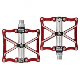 H-LML Spares H-LML Pedal Bicycle Cycling Bike Pedals, New Aluminum Antiskid Durable Mountain Bike Pedals Road Bike With Free installation Tool, Red