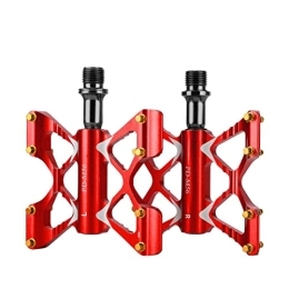 Haoliving Mountain Bike Pedal Haoliving Mountain Bike Pedals MTB Pedals 9 / 16" Aluminum Alloy Platform Pedals Non-Slip 3 Sealed Bearing Bicycle Pedals for BMX MTB Road Bike, Folding Bike, Red