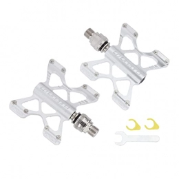 Hellery Mountain Bike Pedal Hellery Aluminum Alloy Lightweight Bike Flat Platform Pedals Anti-Slip Mountain MTB Bicycle Cycle Sealed Bearing 14mm Thread - Silver