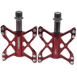 Heqianqian Spares Heqianqian Bicycle Pedals MTB BMX Mountain Pedals 3 Bearing Platform Pedals Bike Components (Size:One Size; Color:Red)