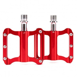 BEP Mountain Bike Pedal Highway Bike Pedals, Aluminum Alloy 3 Bearings Pedal with Cleats for Mountain Road Trekking Bike, Red