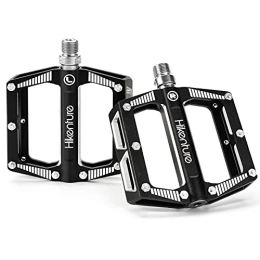 Hikenture Spares HIKENTURE Bicycle Pedals, MTB Pedals Made of CNC Aluminium, Metal Bicycle Pedals for Mountain Bike, Road Bike, Downhill, BMX, Trekking with Large Platform, Bike Pedals 9 / 16 Inch Axle Black