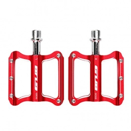 HJJGRASS Mountain Bike Pedal HJJGRASS Bike Pedals Aluminum Alloy Durable Platform Bicycle Pedals for Cycling Mountain Bike Road Bike Folding Bike, 9 / 16" Spindle Universal Fit Non-Slip, RED