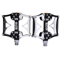 HJUN Bicycle Flat Pedals Aluminum Alloy Bike Pedals 3Pcs Sealed Bearings for Most Mountain Bikes,blacksilver