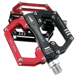 HOOBBI Mountain Bike Pedal HOOBBI Alloy Bike Pedal, Mountain Bike Wide Pedals, Non-Slip Durable Ultra-Light 9 / 16 Inch Platform Pedals for Road / Mountain / MTB / BMX Bike, Bicycle Pedal (Color : Red, Size : One Size)