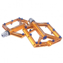 HOOBBI Spares HOOBBI Aluminium Alloy Bike Pedal, Bicycle Platform 4 Bearing Cycling Bicycle Road Bike Hybrid Pedals High-Strength Non-Slip for Mountain Bike Road Vehicles (Color : Gold, Size : One Size)