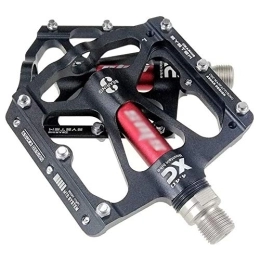 HOOBBI Mountain Bike Pedal HOOBBI Aluminum Alloy Bike Pedal, 3-bearing Bearing Palin Pedal Mountain Bike Pedal Bicycle Pedal Comfort Type, Durable Bike Pedals Surface, Bicycle Pedal (Color : Black, Size : One Size)