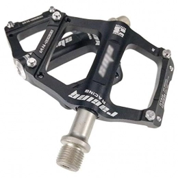HOOBBI Spares HOOBBI Aluminum Alloy Bike Pedal, CNC Machined Aluminum Alloy Durable Non-slip 3 Bearings for 9 / 16 Inch Universal Cycling Platform Pedal Cycling Accessories (Color : Black, Size : One Size)