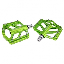 HOOBBI Mountain Bike Pedal HOOBBI Aluminum Alloy Bike Pedal, Flat Platform Pedals, Non-Slip Universal 9 / 16 Inch 3 Bearing Composite Accessories Bicycles, 1 Pair, Bicycle Pedal (Color : Green, Size : One Size)