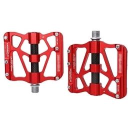 HOOBBI Mountain Bike Pedal HOOBBI Aluminum Alloy Bike Pedal, Non-Slip Mountain Bike Pedals Flat Bicycle Pedals Platform Cycling Sealed Bearing Aluminum 9 / 16 Pedals, Bicycle Pedal (Color : Red, Size : One Size)