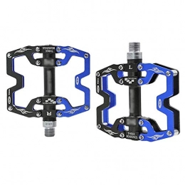 HOOBBI Mountain Bike Pedal HOOBBI Aluminum Alloy Bike Pedal with 3 Sealed Bearings 9 / 16 Inch MTB Pedals Ultralight Cycling Road Hybrid Pedals 1 Pair Cycling Accessories, Bicycle Pedal (Color : Blue, Size : One Size)