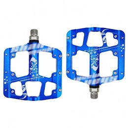 HOOBBI Mountain Bike Pedal HOOBBI Aluminum Alloy Bike Pedal with 3 Sealed Bearings Anti-Slip Pins 9 / 16 Inch Screw Thread Spindle 1 Pair Cycling Accessories, Ultralight Durable Bicycle Pedal (Color : Blue, Size : One Size)