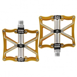 HOOBBI Spares HOOBBI Aluminum Cycling Bike Pedals, Mountain Road Off-Road Bicycle Bearing Pedal, Sealed Bearing, Riding Equipment Accessories (Color : Gold, Size : One Size)