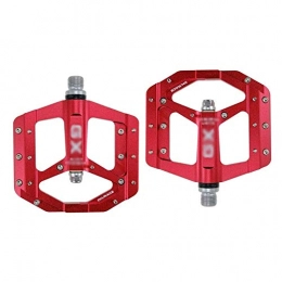 HOOBBI Mountain Bike Pedal HOOBBI Bike Pedal, Aluminium Cycling Bike Pedals, Mountain Bike Universal Bicycle Accessories, Bicycle Pedal With 2 Bearing+DU Bearing Flat Pedals (Color : Red, Size : One Size)