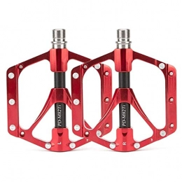 HOOBBI Mountain Bike Pedal HOOBBI Bike Platform Pedals, 9 / 16 Inch Wide Plus Aluminium Alloy Flat Cycling Pedals 3 Sealed Bearing Axle for Mountain BMX Road Bikes Pedals, Bicycle Pedal (Color : Red, Size : One Size)