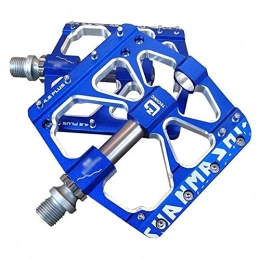 HOOBBI Spares HOOBBI Durable Alloy Bike Pedal, 3 Bearing High-Strength Non-Slip 9 / 16 Screw Thread Spindle Mountain Road In-Mold CNC Machined Aluminum Alloy Bicycle Pedal (Color : Blue, Size : One Size)