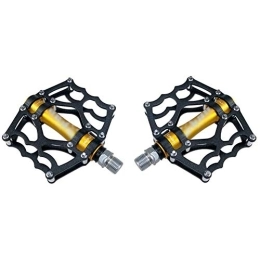 HOOBBI Spares HOOBBI Mountain Bike Pedals 1 Pair Aluminum Alloy Antiskid Durable Bike Pedals Surface for Road BMX MTB Bike 9 Colors Pedals, Bicycle Pedal (Color : Gold, Size : One Size)