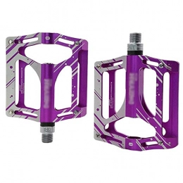 HOOBBI Mountain Bike Pedal HOOBBI Non-Slip Bike Pedals Mountain Road In-Mold Machined Aluminum Alloy MTB Cycling Cycle Platform Pedal, Universal Bicycle Pedal (Color : Purple, Size : One Size)