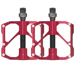 HSXMY Spares HSXMY Bike Pedals, BMX / MTB 9 / 16" Flat Bike Pedal, Unisex Aluminum Alloy Bicycle Pedals, 3 Bearings Waterproof And Dustproof, For Road Mountain BMX Bike, Red (MTB)