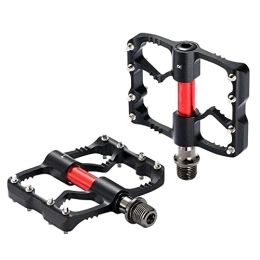 HSXMY Spares HSXMY Mountain Bike Pedals, Aluminum Antiskid Durable Bicycle Cycling Pedals, CNC Machined 3 Bearing Flat Bicycle Pedals, For Road Mountain Bike, Black