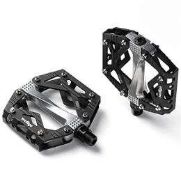 HSYSA Spares HSYSA Ultralight Bicycle Pedals Non-Slip Flat Pedals Mountain Bike Pedals Flat Alloy Pedals 9 / 16" Sealed Bearings Pedals (Color : A013-Black)
