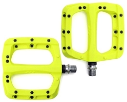 HT Components Mountain Bike Pedal HT Components PA03A Flat MTB Pedals- Neon Yellow / Bicycle Cycling Cycle Biking Bike Mountain Wide Platform Dirt Jump Hybrid Trail Enduro Freeride Downhill Grip Nylon Part Cro-mo Axle Pair Racing Race