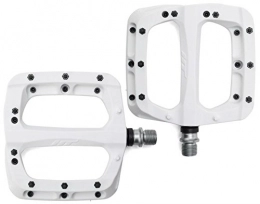 HT Components Mountain Bike Pedal HT Components PA03A Flat MTB Pedals - White / Bicycle Cycling Cycle Bike Mountain Wide Platform Dirt Jump Hybrid Trail Enduro Freeride Downhill Grip Nylon Part Riding Ride Cro-mo Axle Pair Racing Race