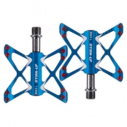 Huangjiahao Spares Huangjiahao Cycling pedals 3 Bearings Bike Butterfly Pedaling Lightweight Bike Pedal Aluminum Alloy Flexible Mountain Road Folding Bicycle Pedal Pair 9 / 16 Inch For MTB BMX Bicycle (Color : Blue)
