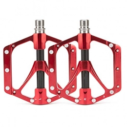 Huangjiahao Spares Huangjiahao Cycling pedals Alloy Bearing Pedals Lightweight Treading Palin Riding Ankle Mountain Bike Titanium For MTB BMX Bicycle (Color : Red)